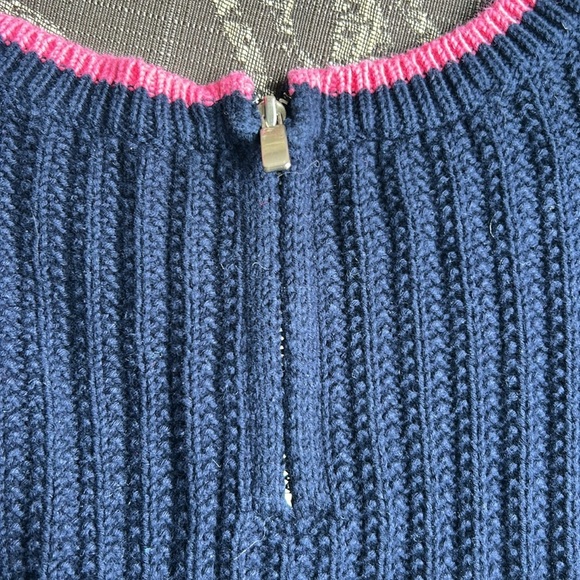 Cozy & Chic Talbots Navy Sweater with Pink Trim - Size L-Petite - Picture 11 of 11